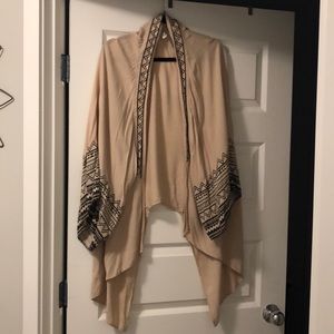 Tan with black detail kimono